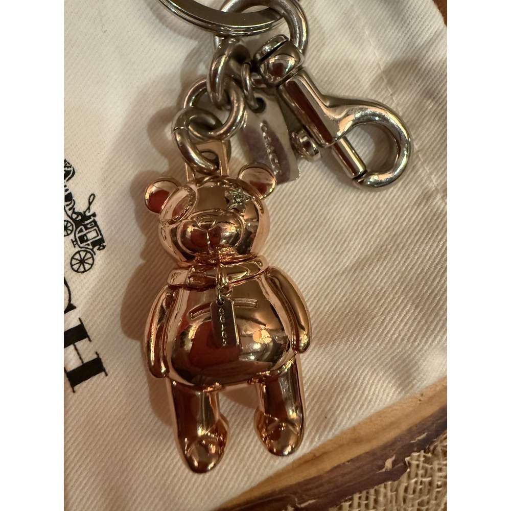 COACH New York 3D Bear Bag Charm Rose Gold 87166 Original
